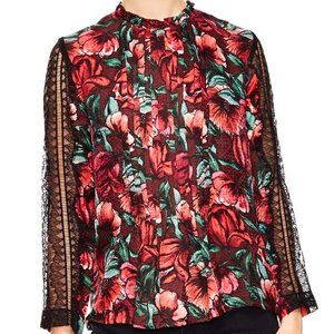 Sandro  Fleur Lace Trim Blouse